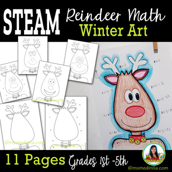 Preview of Reindeer Math Activities for First to Fifth Grade