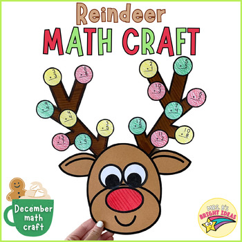 Preview of Reindeer Math Craft | December/Christmas Bulletin Board Hallway Display