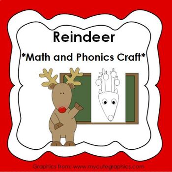 Preview of Reindeer Math and Phonics Christmas Crafts