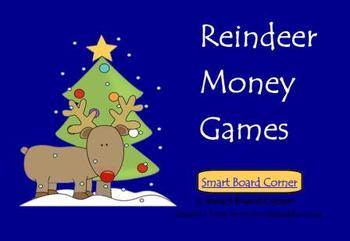 Preview of Christmas Reindeer Money Games - Smart Board Lesson