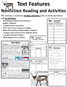 Preview of Christmas Text Features Winter Nonfiction Text Features Reindeer Informational