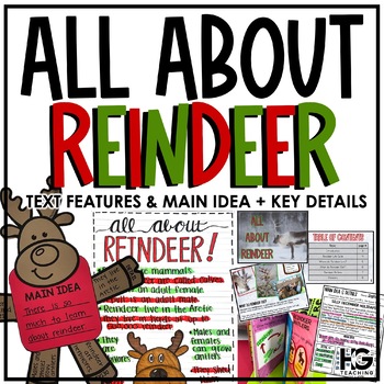 Preview of Reindeer Nonfiction Unit | Main Idea and Details | Text Features | Christmas