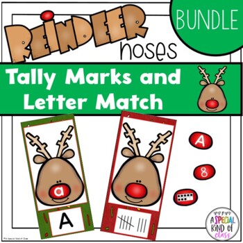 Preview of Reindeer Nose Matching Bundle number sense and letter match