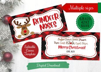 Christmas, Reindeer Themed Holiday Gift Tags and Treat Bag Tags