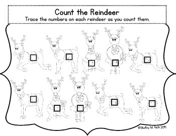 Reindeer Numbers, Counting, and Color by Number by Shelley Bean Designs