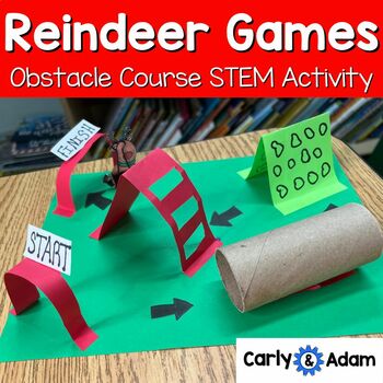 Preview of Reindeer Obstacle Course Christmas STEM Activity