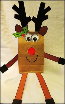 Paper Craft Red Nosed Raindeer Christmas Construction Paper