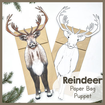 Preview of Reindeer | Paper Bag Puppet | Printable Craft | Caribou