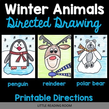 Preview of Reindeer, Polar Bear, Penguin Directed Drawing