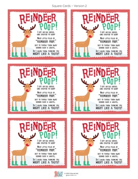 Reindeer Poop! Gift Tags & Bag Toppers FREEBIE! by Glue and Ink | TpT