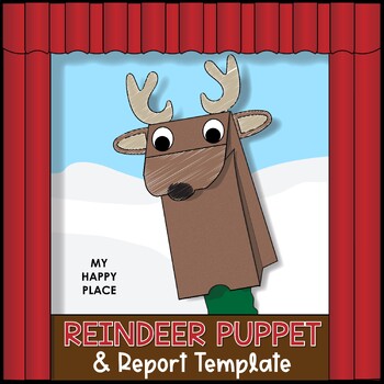 Preview of Reindeer Puppet and Report Template
