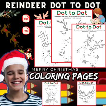 Preview of Reindeer School Zone , Dot-to-Dots Numbers Workbook Count:1-20 WINTER Book