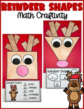 Preview of Reindeer Shapes Math Craft | Holiday Craft