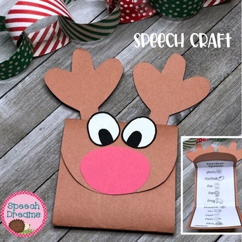 Preview of Reindeer Speech Therapy Christmas Craft for articulation and language goals