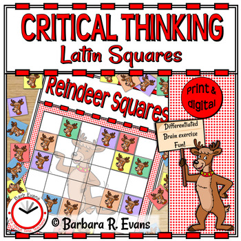 Preview of LATIN SQUARES MATH LOGIC PUZZLES Reindeer Sudoku GATE Differentiated Christmas