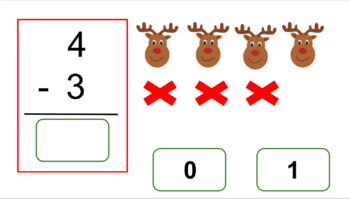 Preview of Reindeer Subtraction, Numbers 0-10, Click and Drag 