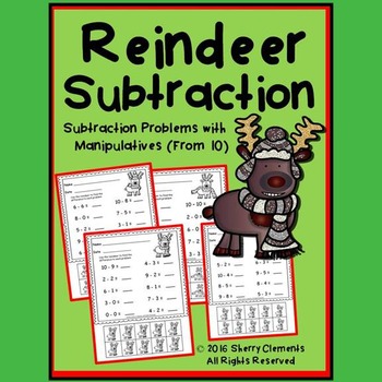 Preview of Christmas Subtraction | Reindeer | Worksheets | Math Manipulatives