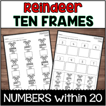 Preview of Reindeer Ten Frames | Christmas | Numbers to 20