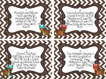 Reindeer Time: Elapsed Time Task Cards or Scoot by Not So Wimpy Teacher