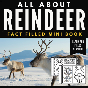Preview of Reindeer Unit - Christmas Writing Practice - Reindeer Facts Coloring Book