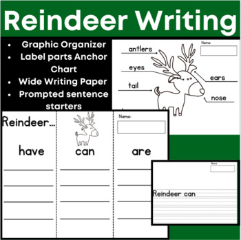 Preview of Reindeer Writing and Labeling- Informative (have/can/are) w/ Anchor Charts