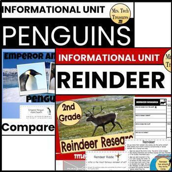 Preview of Reindeer and Penguins Informational Unit Bundle Plus Bonus Activity