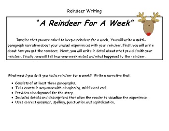Preview of Reindeer for a Week Writing and Rubric
