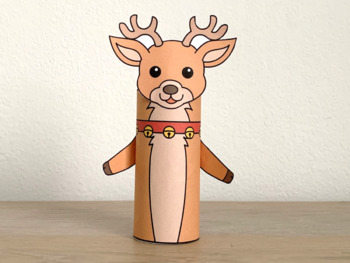 Reindeer toilet paper roll craft Printable Christmas Winter Coloring  Activity