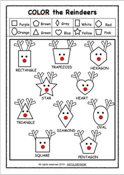 Reindeers Shape Sorting Activity - Reindeer Themed Shapes by AsToldByMom