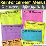 Positive Reinforcement Reward Menu Charts: Student Informa