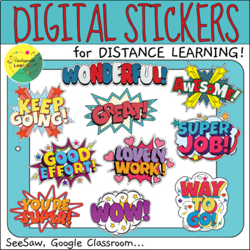 Preview of Reinforcement Digital Stickers COMIC style for Seesaw Digital resource