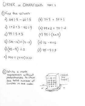 Preview of Dimensions Math Reinforcement Worksheet: Order of Operations