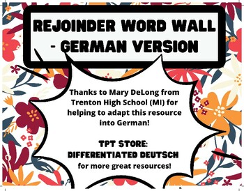 Preview of Rejoinder Word Wall - GERMAN VERSION
