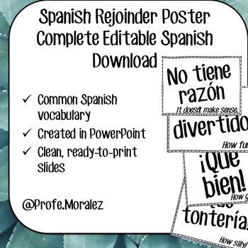 Preview of Rejoinders Poster Spanish Full Editable Download