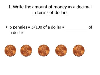 Preview of Relate Fractions, Decimals, and Money WITH additional activity!