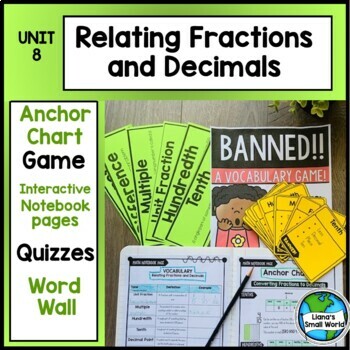 Preview of 4th Grade Convert Fractions to Decimals Vocabulary Game, Strategy Anchor Charts