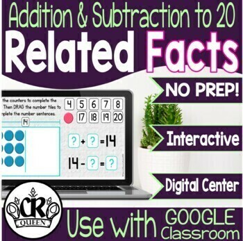 Preview of Related Addition and Subtraction Facts to 20 for Google Slides or Easel