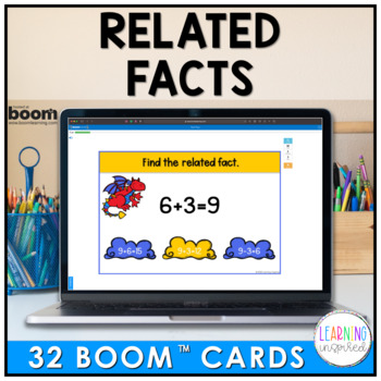 Preview of Related Facts Boom™ Cards | Addition and Subtraction within 20 Task Cards
