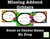Related Facts Missing Addend Critters SCOOT or Math Center Game