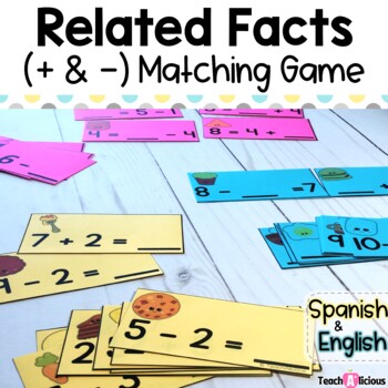 Preview of Fact Families for Addition & Subtraction within 10 | Related Facts Matching Game