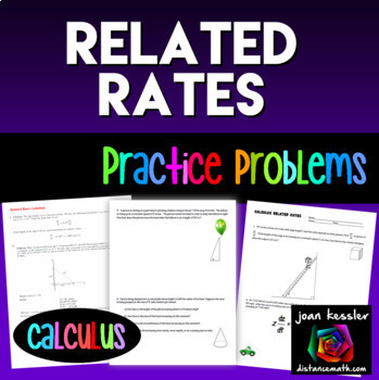 Preview of Calculus Related Rates Practice Problems NO PREP