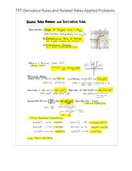 Preview of Related Rates and Derivative Rules - mrsbowsmath.com