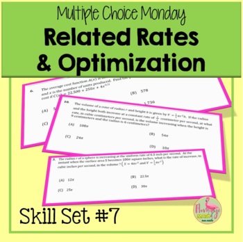 Preview of Related Rates and Optimization AP Calculus Exam Prep