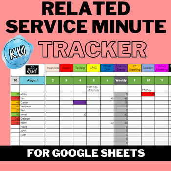 Preview of Related Service Minute Tracker