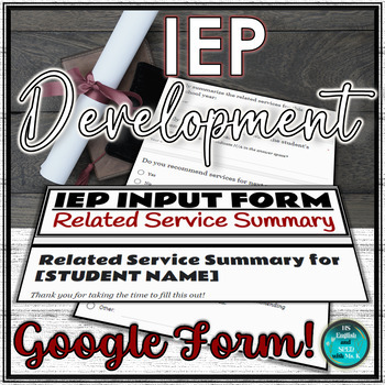 Preview of Related Service Provider Summary for IEP | Google Form