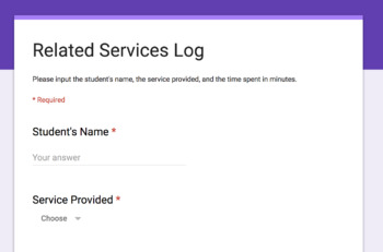 Preview of Related Services Log