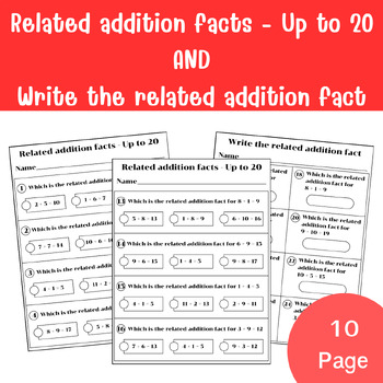 Preview of Related addition facts AND Write the related addition fact Math Digital resource