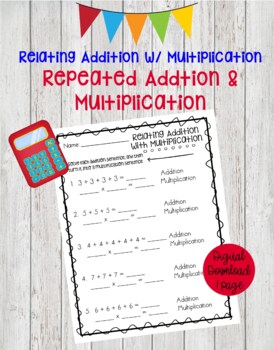 Preview of Relating Addition with Multiplication Math Worksheets, Multiplication Math Pages