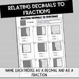 Relating Decimals to Fractions with Models Worksheet