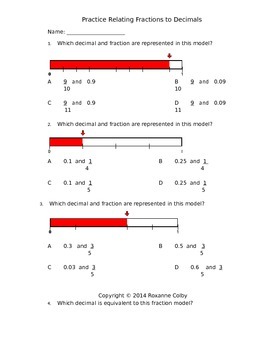 Preview of Relating Fractions to Decimals